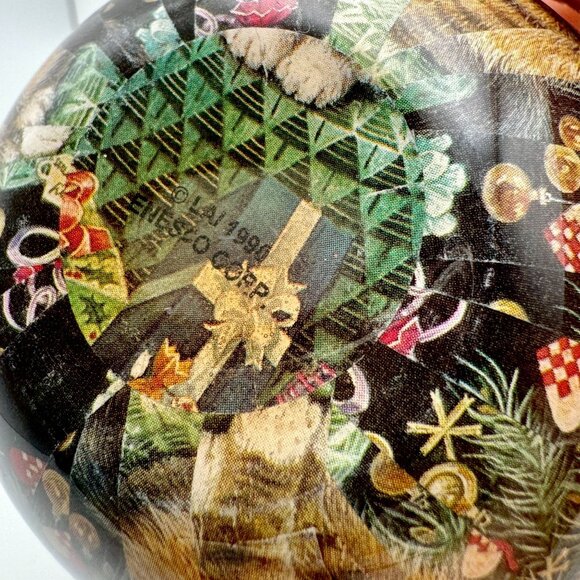 Vtg Enesco 90s Cat Ornament Paper Mache Christmas Holiday Decor Berries - Picture 6 of 9